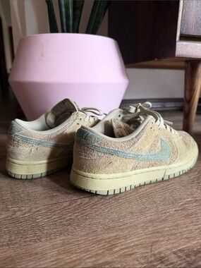 Nike Kids Beige Suede Sneakers with Mint Green Swoosh